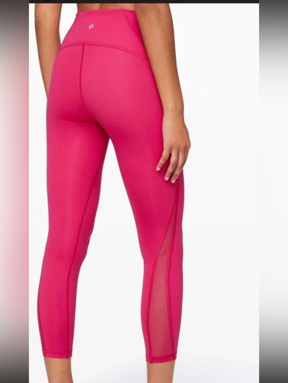 Hot Pink 🔥 Lululemon Train Times Pant 25" Sz 8 Lace feature on side GUC Calypso